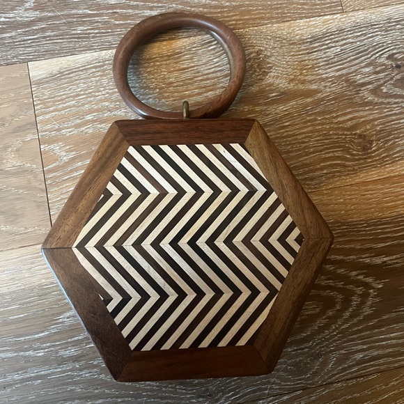 LULU Wooden Box Mini Bag Zigzag Chevron Purse‎ - Picture 6 of 11